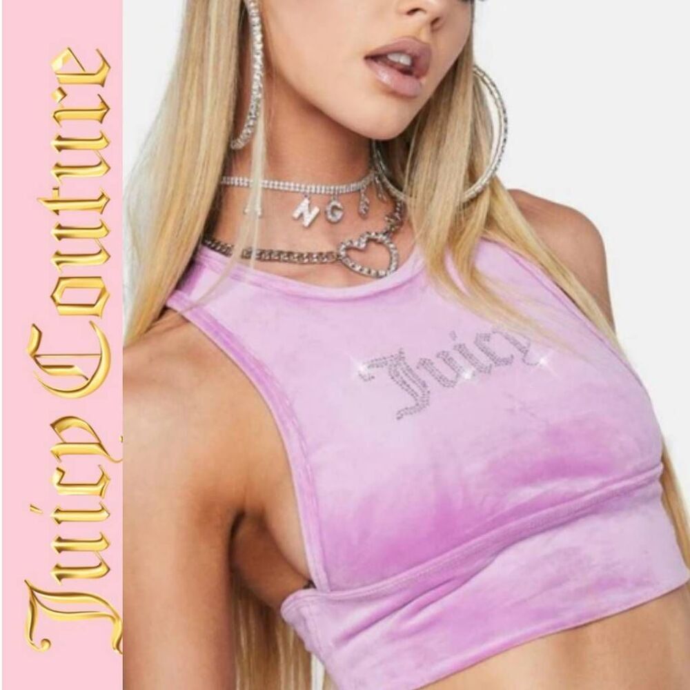 Juicy Couture Velour Rhinestone Crop Racerback‎ Tank Top
